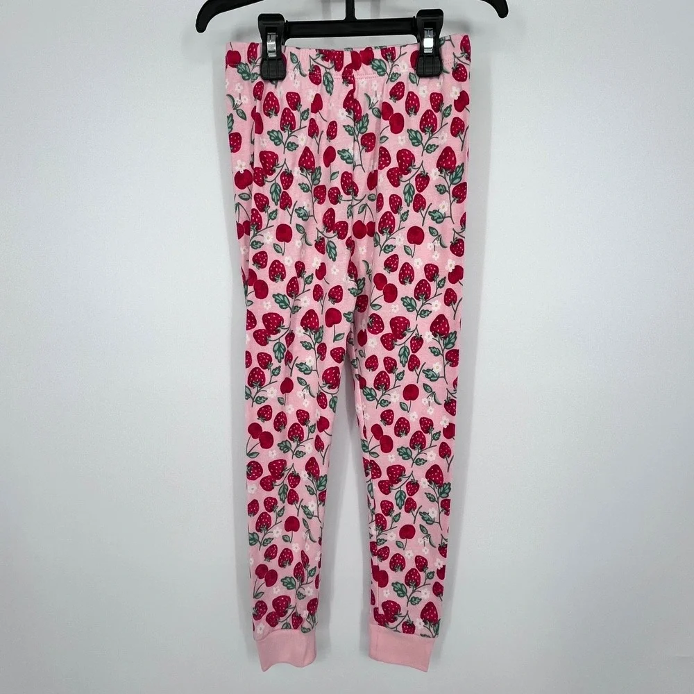 Pink‎ Strawberry Cherry Print Pajamas Girls 5T Snug Fit 2pc Set Springtime Cute